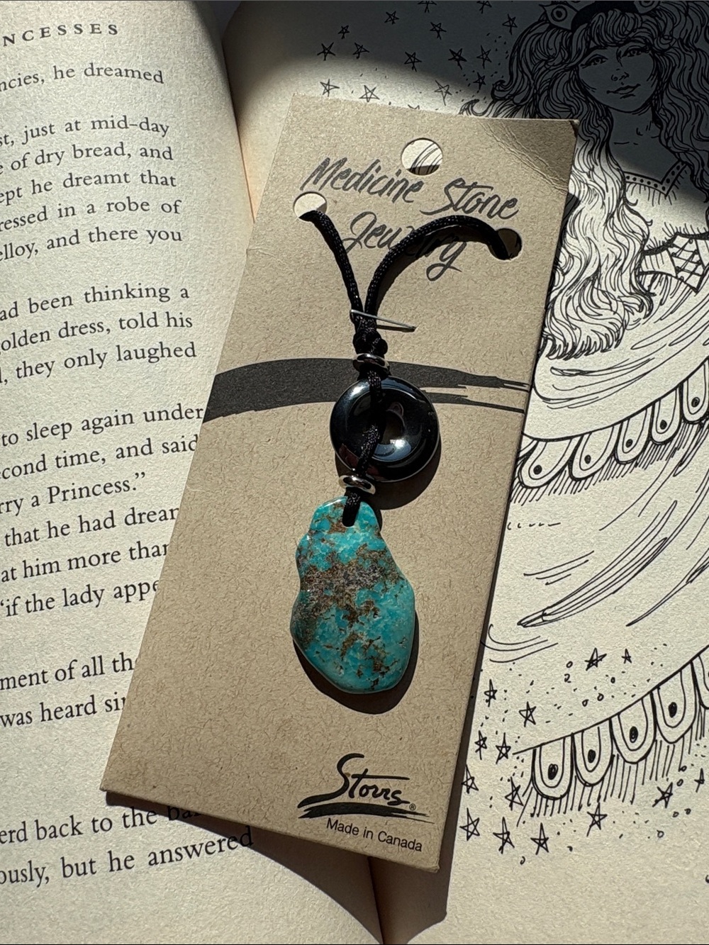 ❤️‍🔥3/10$- Medicine Stone Jewelry-Tous Turquoise and Black Pendant Necklace